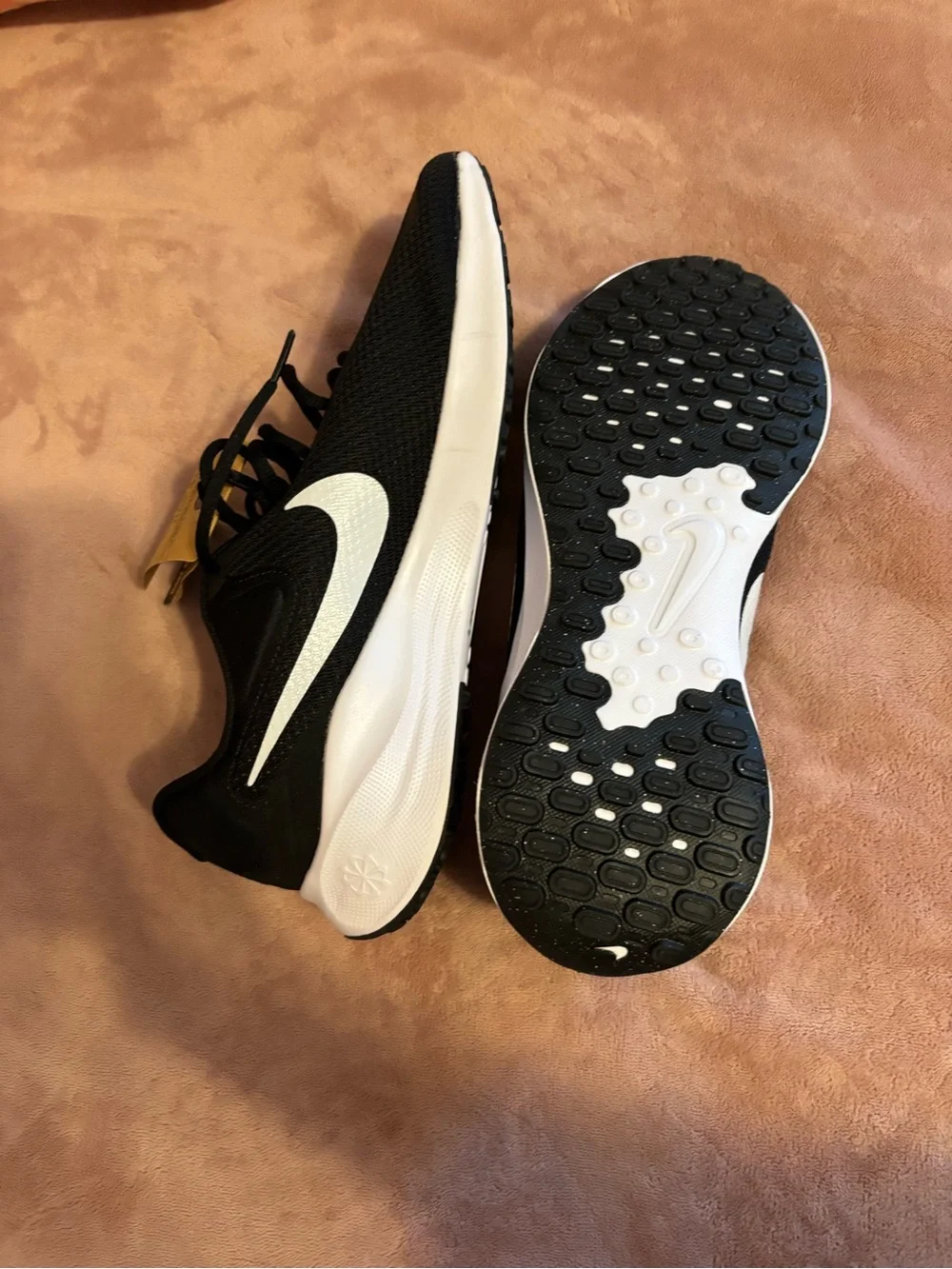 Nike Black Athletic Running Shoes with White Swoosh